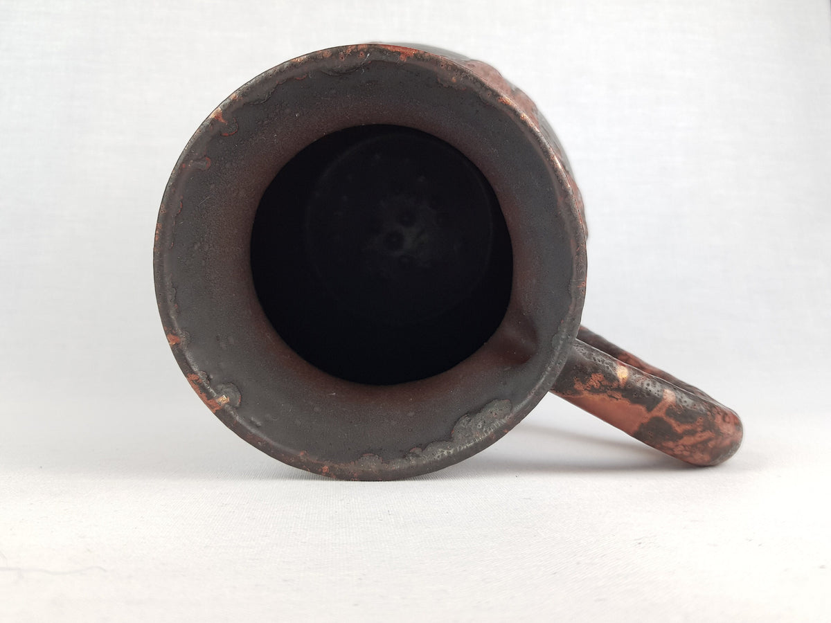 Vintage OTTO KERAMIK Handled Jug Vase with Dripped Burgundy Red Ätna Decor West German Pottery Fat Lava Era 1970-80s