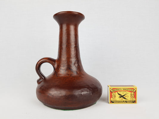 Vintage CARSTENS TONNIESHOF Handled Brown Vase 0880-19 West German Pottery 1970s