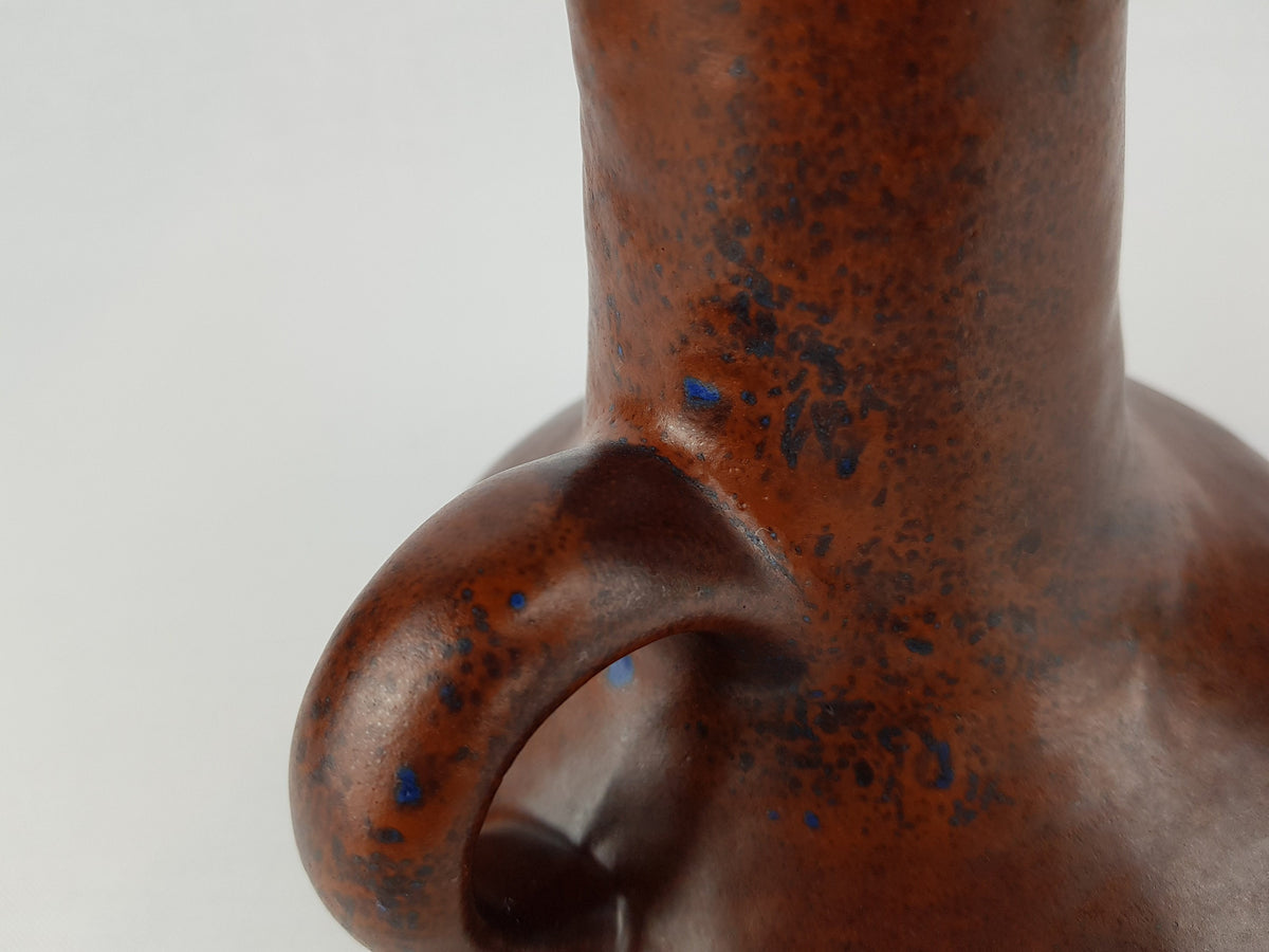 Vintage CARSTENS TONNIESHOF Handled Brown Vase 0880-19 West German Pottery 1970s