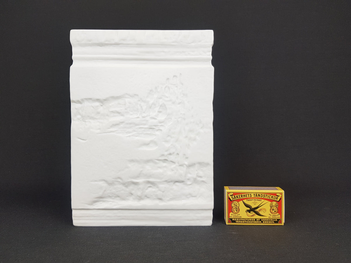 Vintage ROSENTHAL White Matte Porcelain China Vase with Relief Decor by Martin Freyer Studio Linie 1960-70s