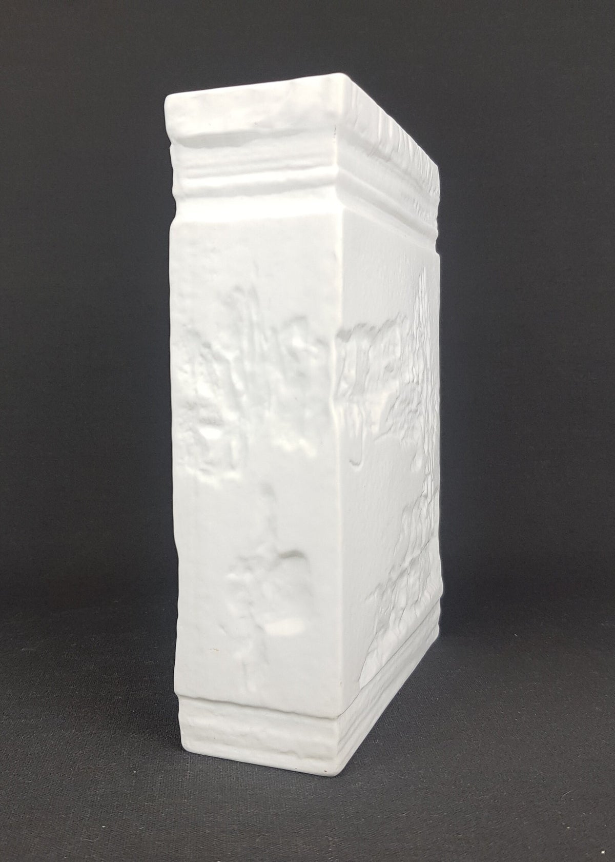 Vintage ROSENTHAL White Matte Porcelain China Vase with Relief Decor by Martin Freyer Studio Linie 1960-70s