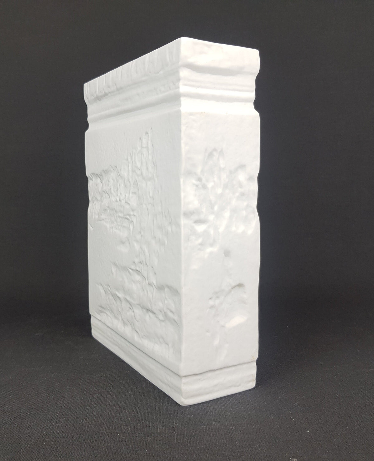 Vintage ROSENTHAL White Matte Porcelain China Vase with Relief Decor by Martin Freyer Studio Linie 1960-70s