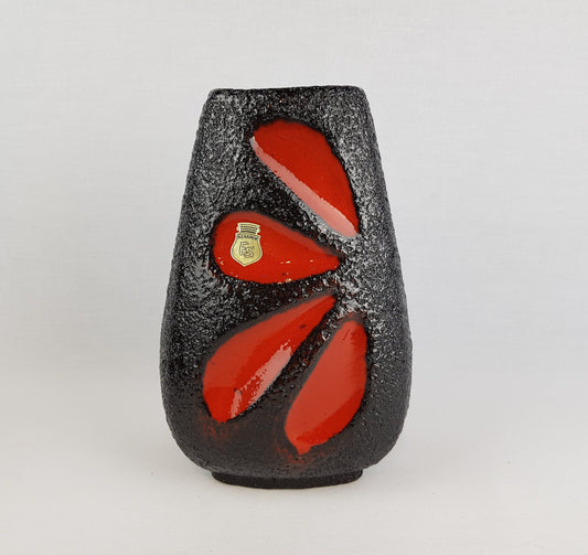 Vintage ES KERAMIK Emons und Sohne Petal Daisy Fat Lava Vase 614 24 West German Pottery 1960s