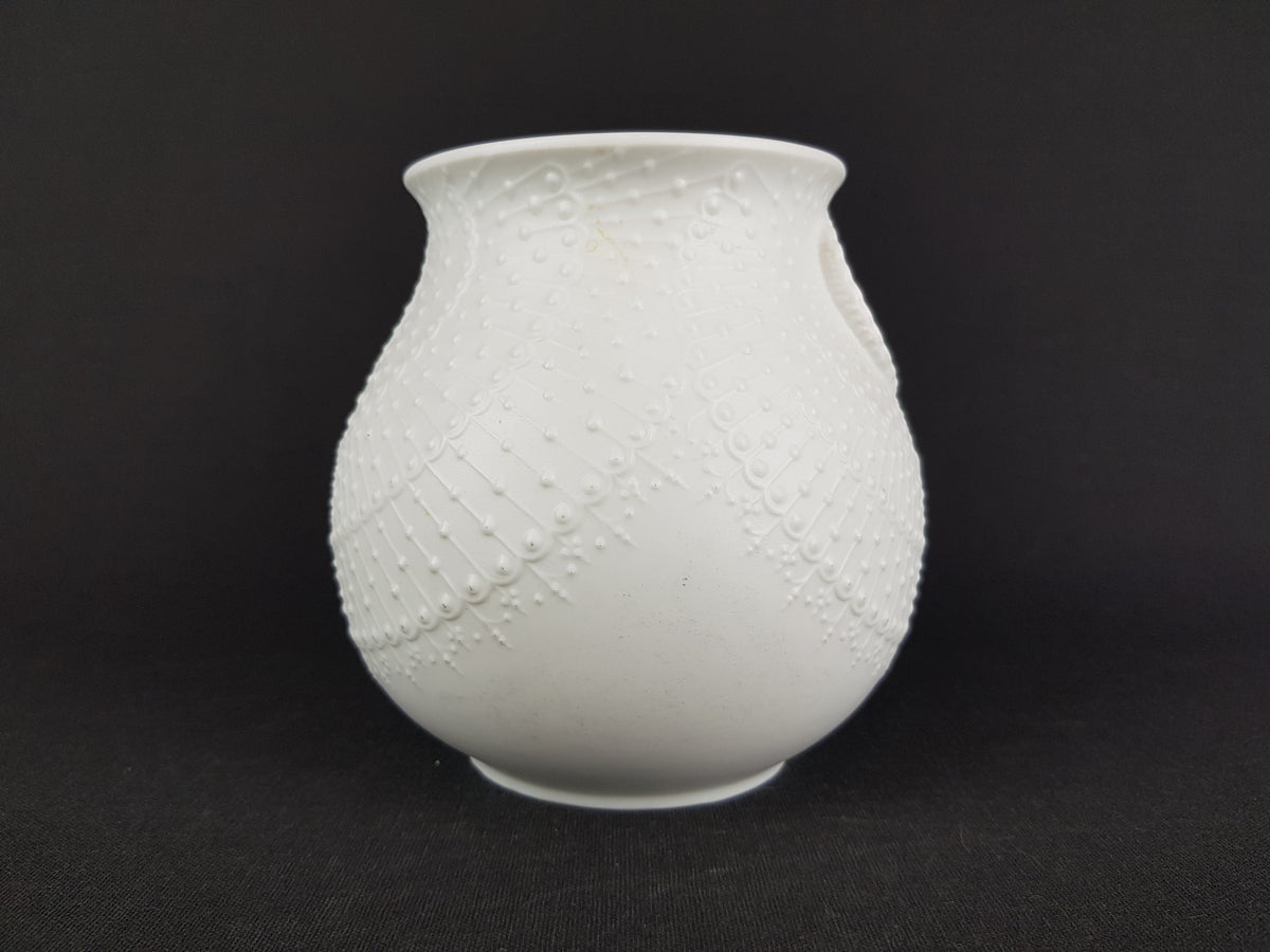 Vintage KAISER 3D Relief Porcelain Vase 606 With Dots by Martin Freyer West German Pottery 1970s