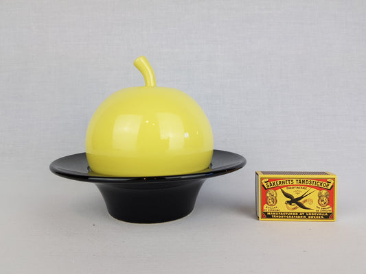 Vintage THOMAS PORZELLAN Black Yellow Lidded Bowl, Butter Dish by H.T. Baumann West German Pottery 1970s