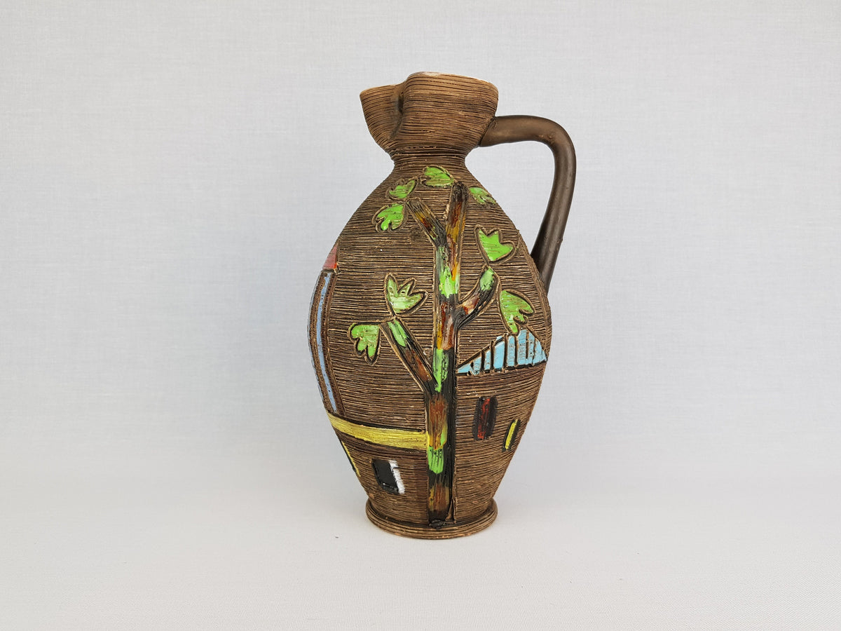 Vintage Fratelli Fanciullacci Jar Pitcher Vase with Village and Tree decor 1970s