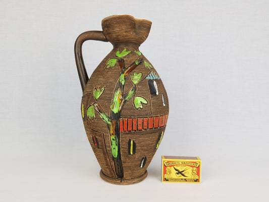 Vintage Fratelli Fanciullacci Jar Pitcher Vase with Village and Tree decor 1970s