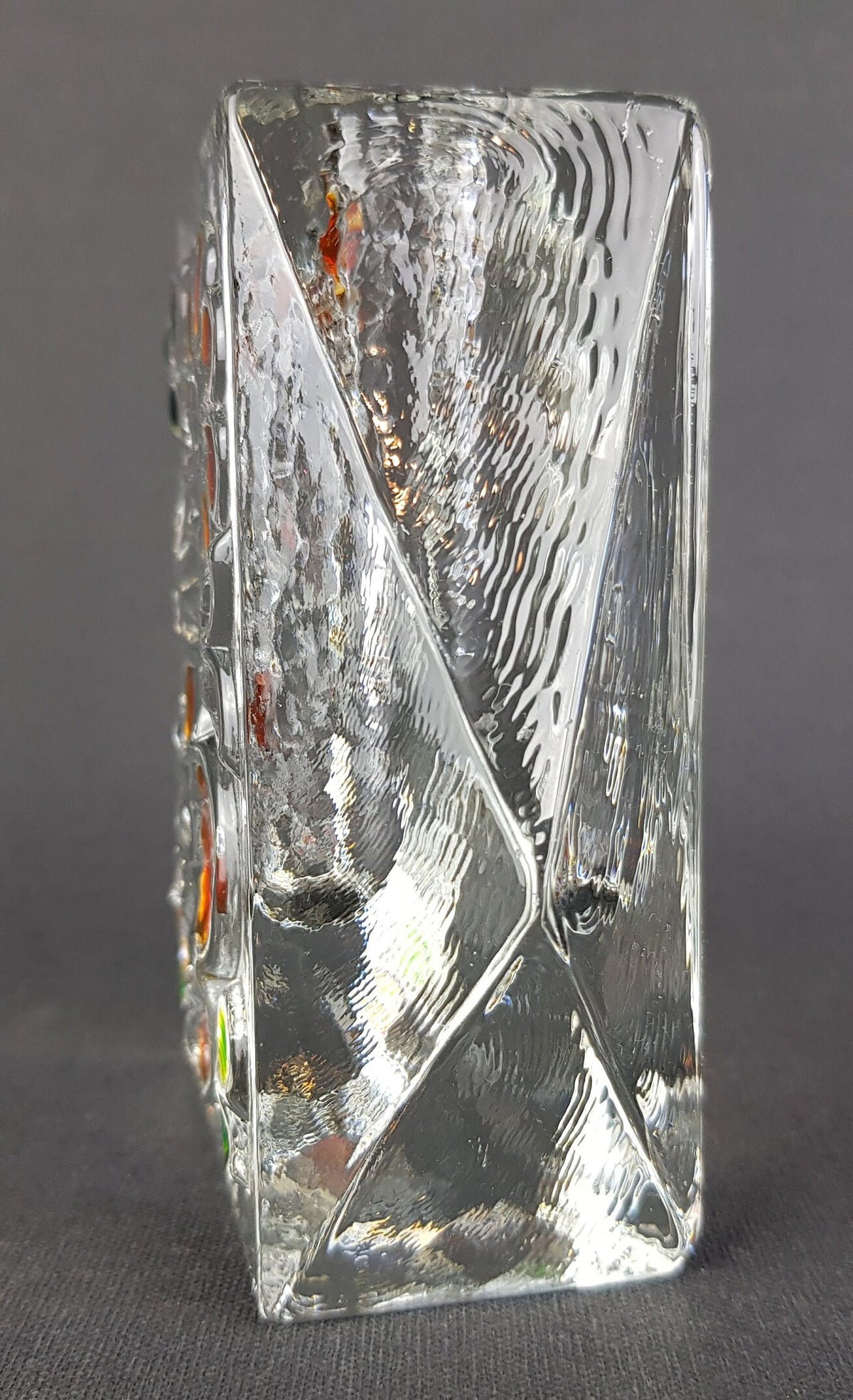 Vintage WALTHER SOHNE Solifleur Green Red Transparent Glass Vase West Germany 1960s 1970s
