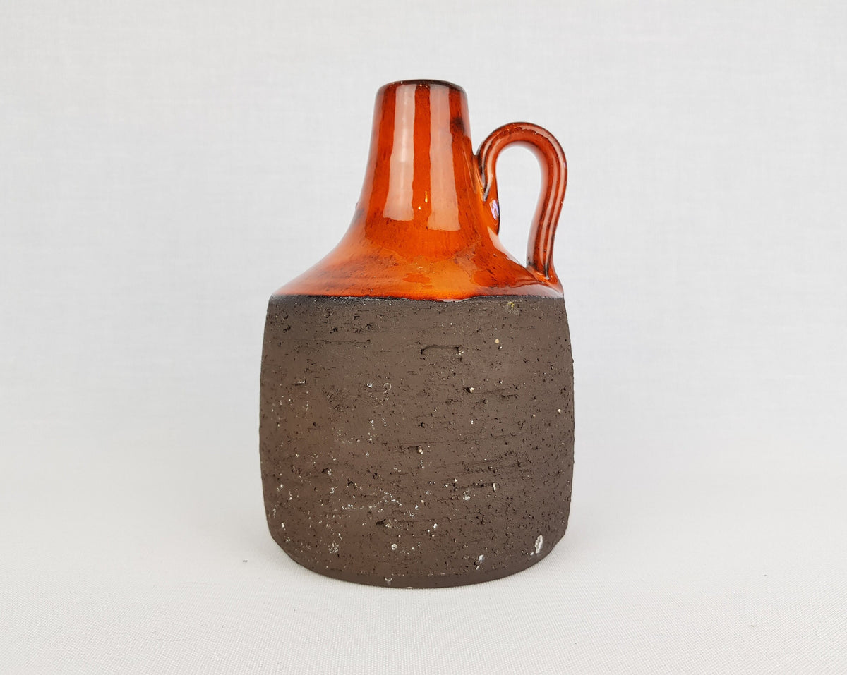 Vintage LOVEMOSE DENMARK Orange Brown Vase Danish/ Scandinavian Pottery 1960s