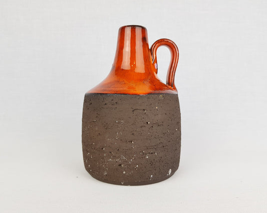 Vintage LOVEMOSE DENMARK Orange Brown Vase Danish/ Scandinavian Pottery 1960s