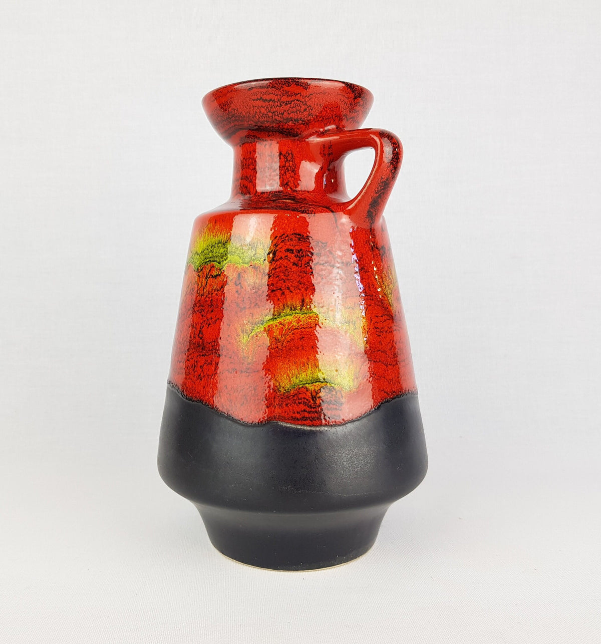 Vintage DÜMLER & BREIDEN Handled Red, Green and Black Vase 311/20 West German Pottery 1960s