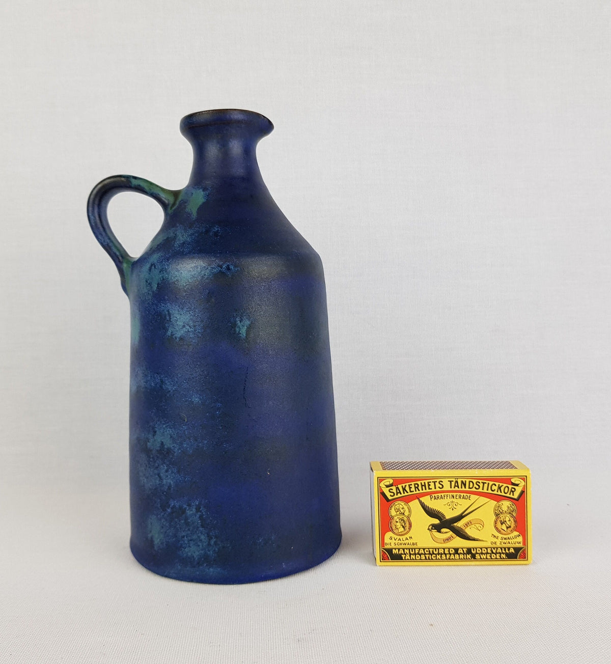 Vintage ANTON LANG Blue Handled Jar by Anton Lang Studio Art Pottery Germany