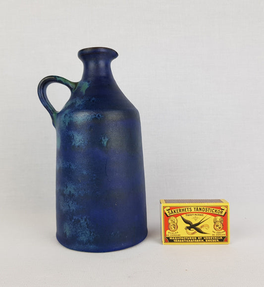 Vintage ANTON LANG Blue Handled Jar by Anton Lang Studio Art Pottery Germany