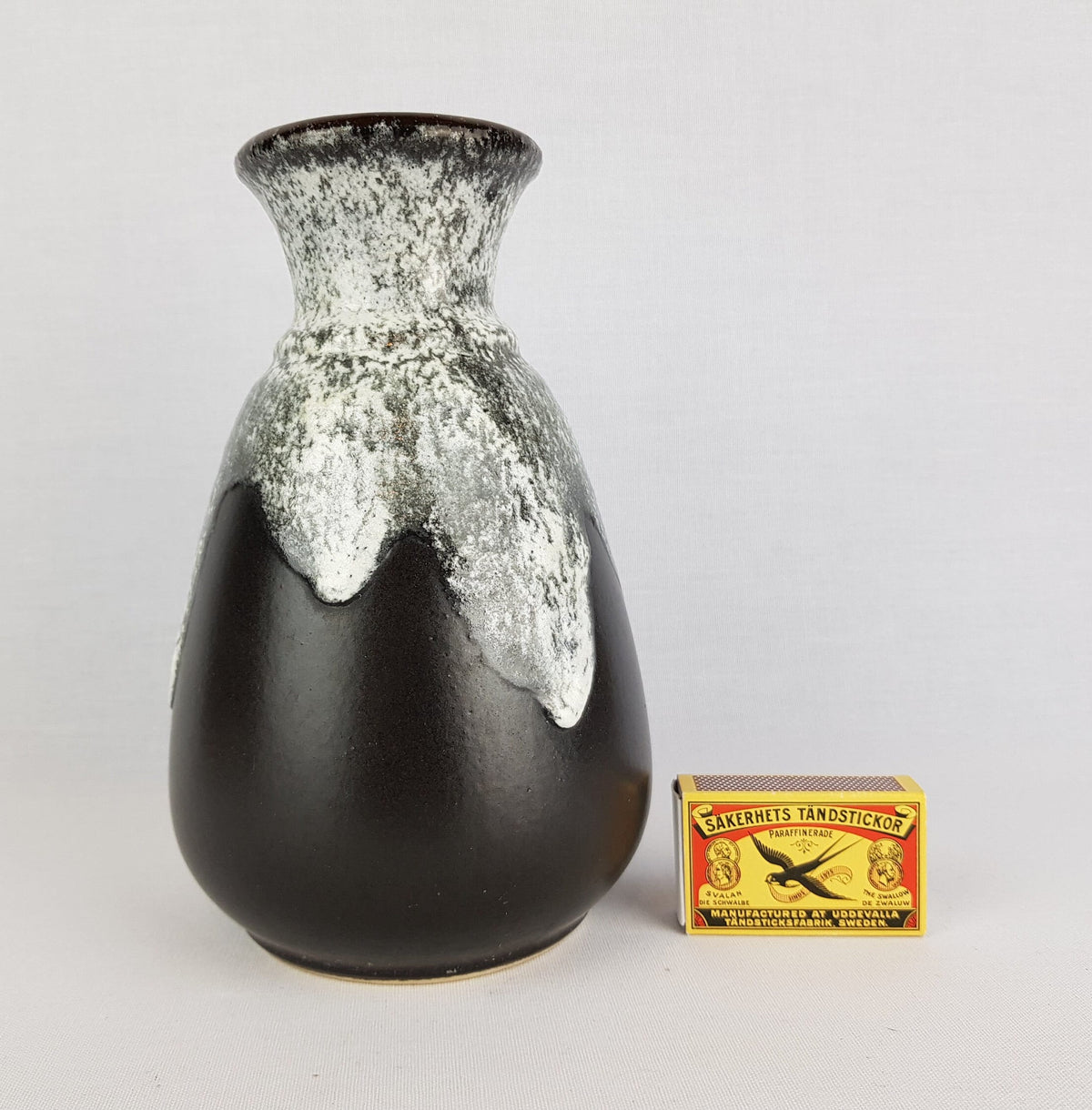 Vintage BAY KERAMIK Brown Vase With "Eiger" Decor 66 20 West German Pottery 1972