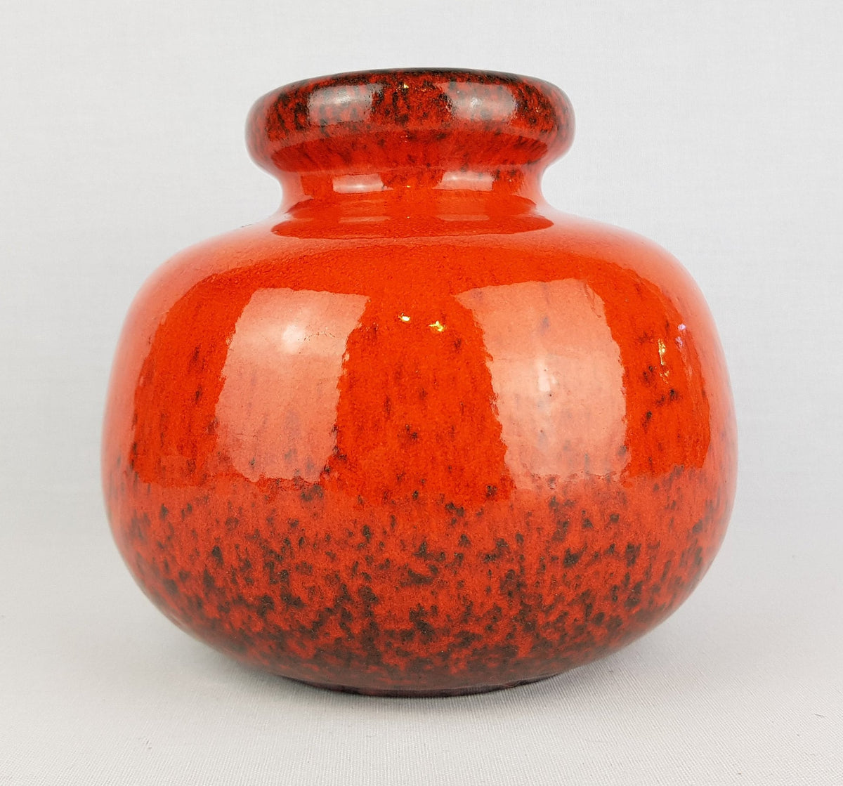 Vintage SCHEURICH KERAMIK Orange and Black Speckled CERAMOS vase, West Geman Pottery 1970s