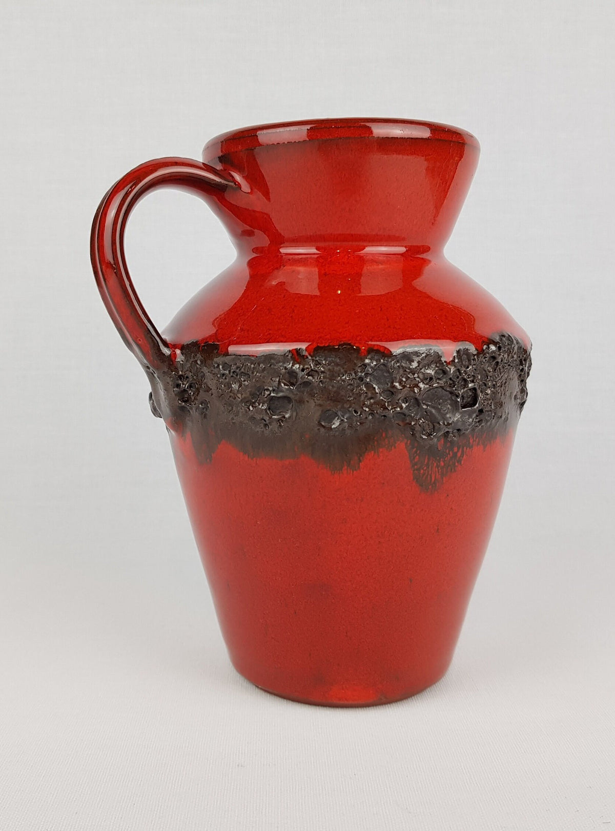 Vintage KREUTZ KERAMIK Handled Red Fat Lava Vase West German Pottery 1970s