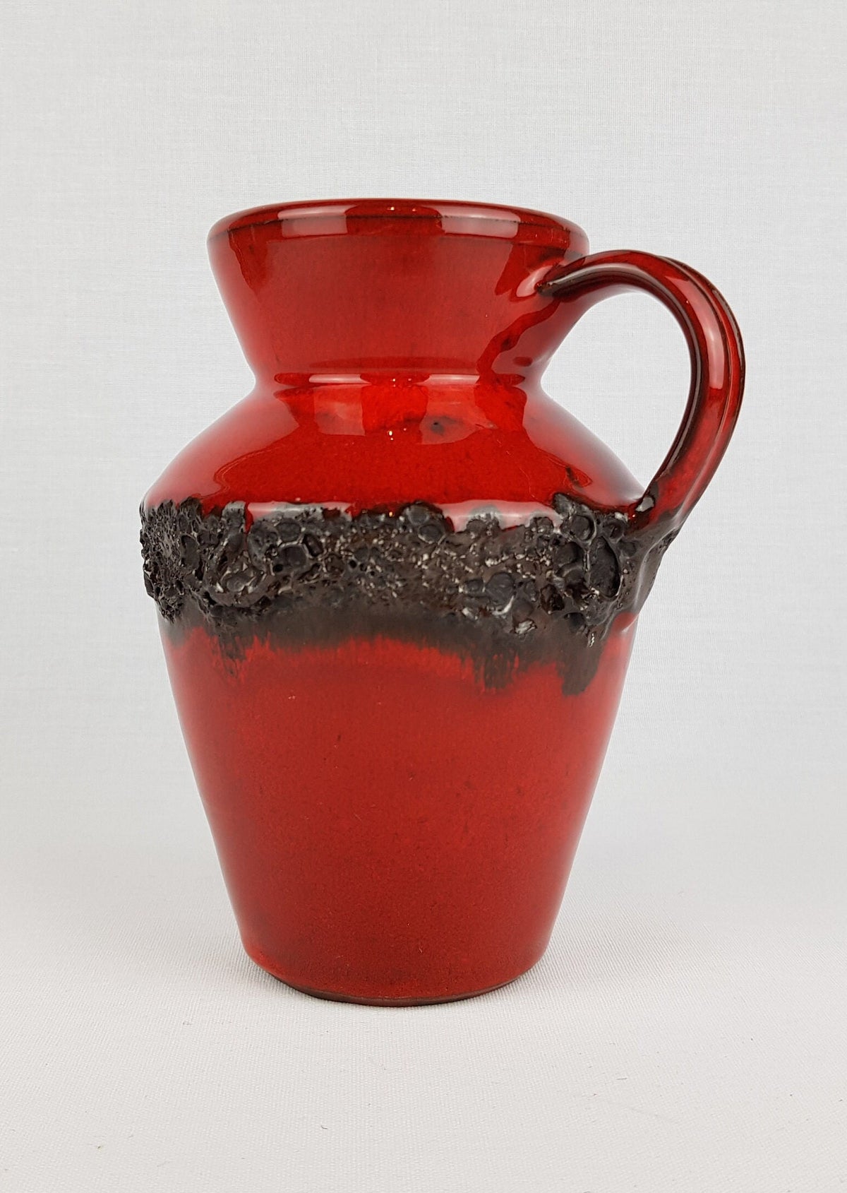 Vintage KREUTZ KERAMIK Handled Red Fat Lava Vase West German Pottery 1970s
