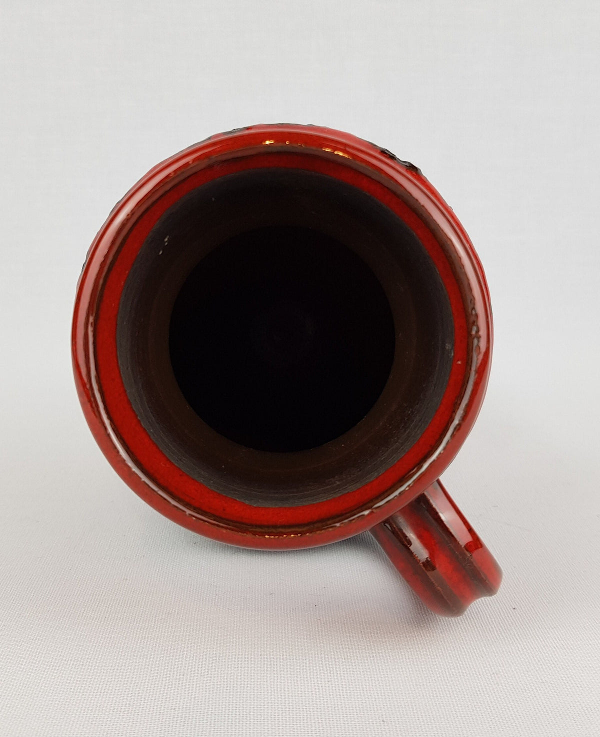 Vintage KREUTZ KERAMIK Handled Red Fat Lava Vase West German Pottery 1970s