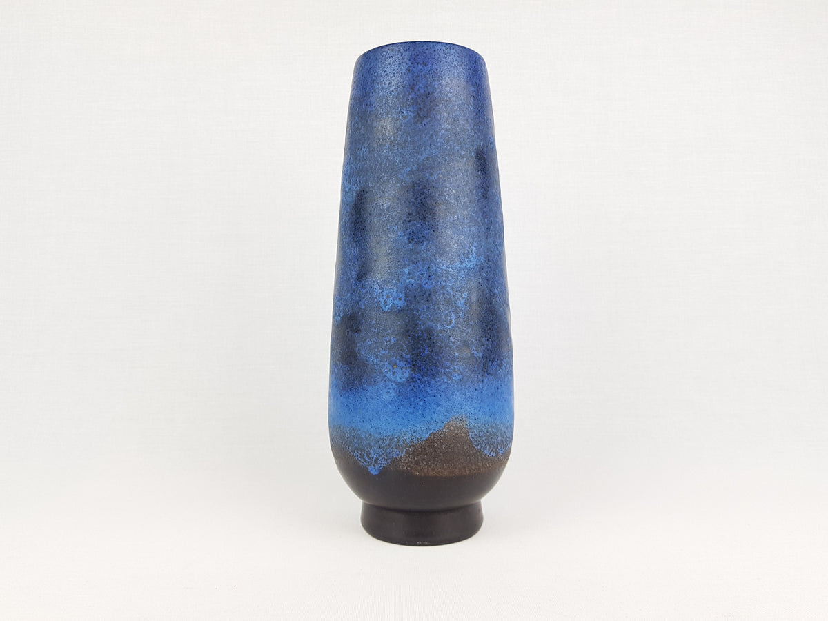Vintage RUSCHA KERAMIK Matte Blue Black Vase 840/2 West German Pottery 1960s
