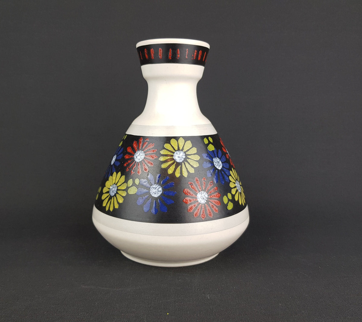 Vintage DÜMLER & BREIDEN Keramik Vase with flower decor 128-20 West German Pottery 1960s 1970s