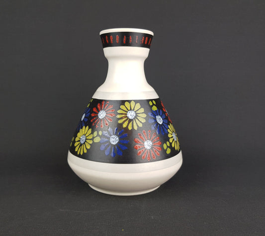Vintage DÜMLER & BREIDEN Keramik Vase with flower decor 128-20 West German Pottery 1960s 1970s