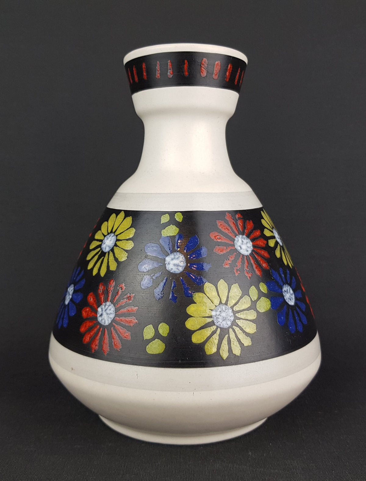 Vintage DÜMLER & BREIDEN Keramik Vase with flower decor 128-20 West German Pottery 1960s 1970s