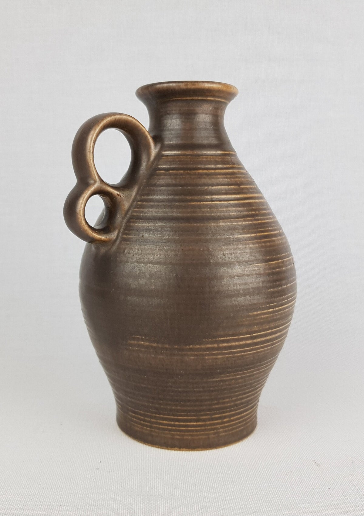 Vintage STEULER KERAMIK Handled Brown Vase 660-15 West German Pottery 1960s Fat Lava Era