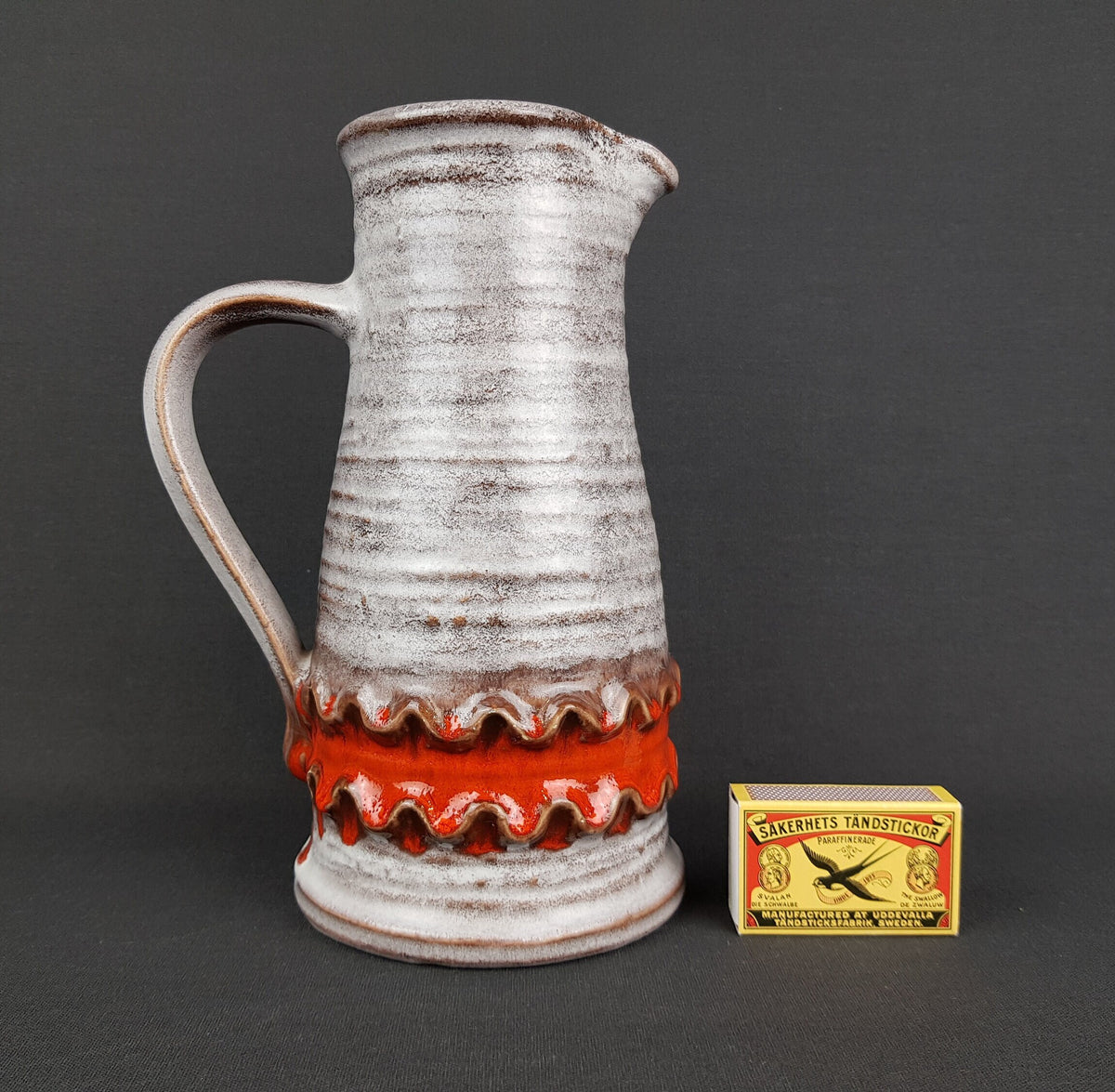 Vintage JASBA KERAMIK Handled Jug Vase 1061 322 West German Pottery 1970s