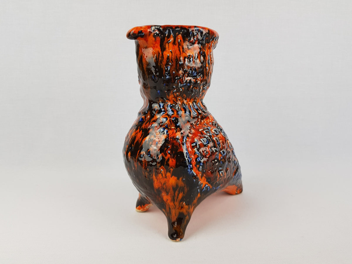 RARE Vintage JASBA KERAMIK Orange and Blue Ceramic Owl "Peru" Series West German Pottery 1969s
