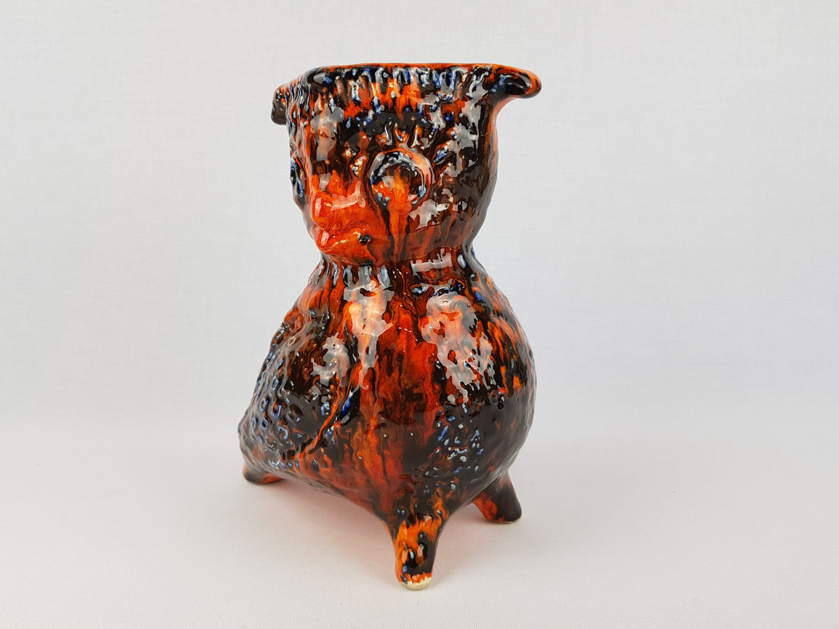 RARE Vintage JASBA KERAMIK Orange and Blue Ceramic Owl "Peru" Series West German Pottery 1969s