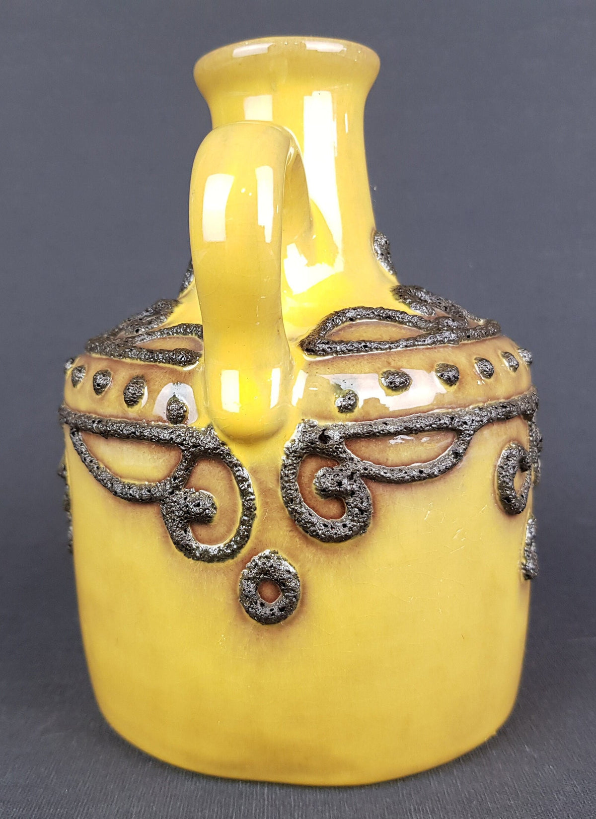 Vintage MAREI KERAMIK Yellow Jug Vase 4300 with Fat Lava Decor West German Pottery 1960s