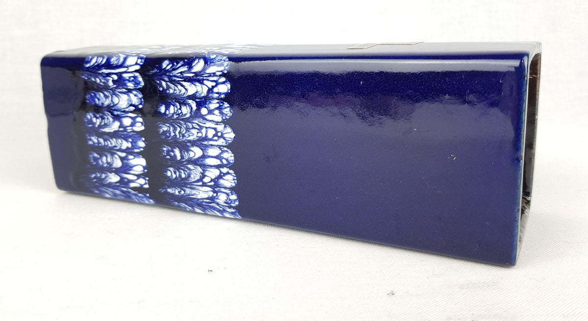 Vintage SCHLOSSBERG Ceramic Blue Rectangular Vase 298-20 West German Pottery 1970s