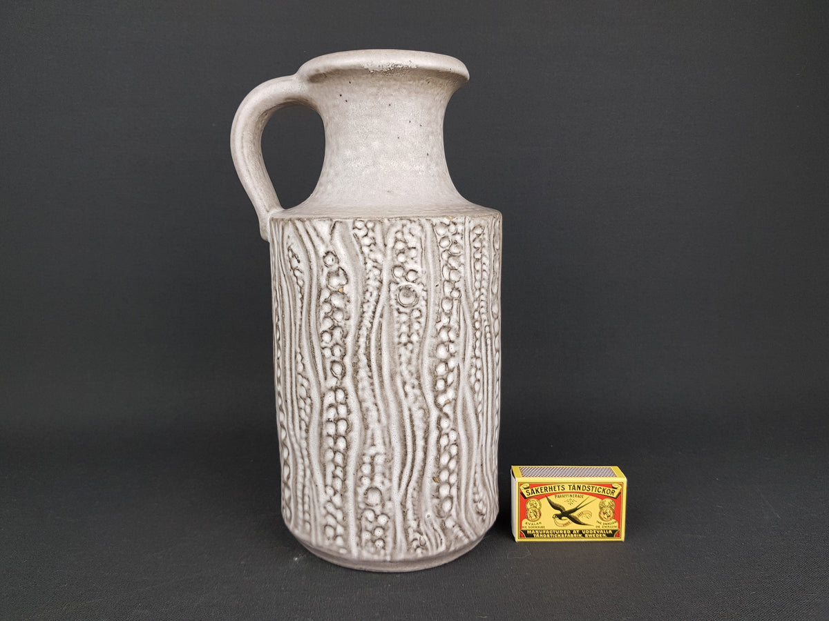 Vintage CARSTENS TÖPFEREI KERAMIK Brown and Beige Handled Vase, with Reptile decor, 7653-25 West German Pottery Fat Lava Era 1960s