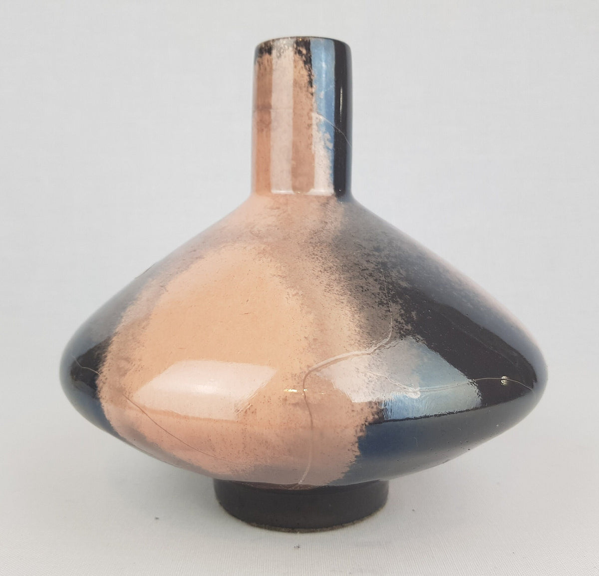 Vintage OTTO Keramik Pink Grey UFO vase, West German Pottery 1970-80s