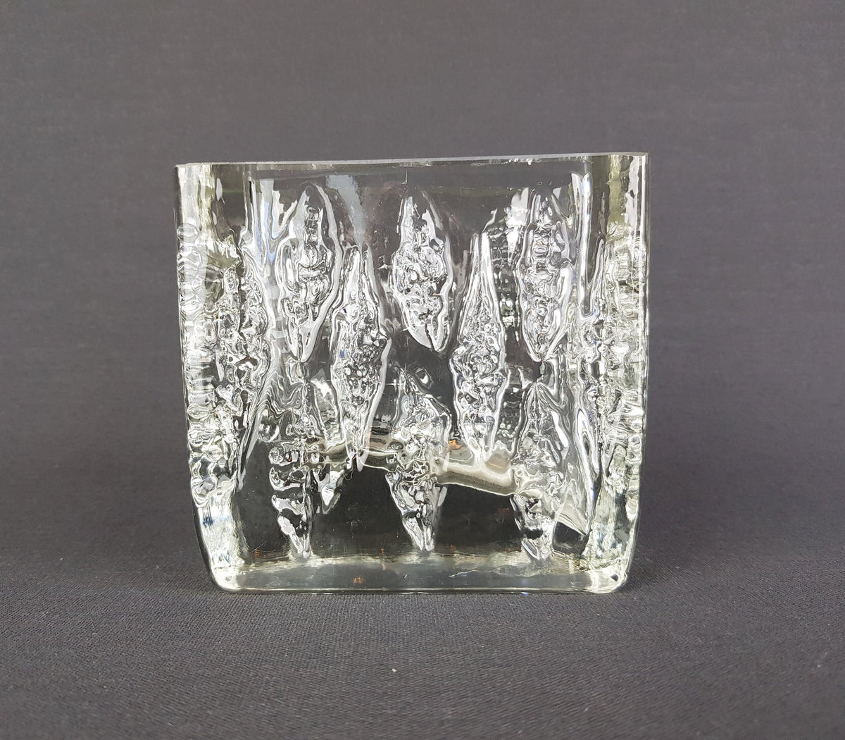 Vintage INGRID GLAS Design Glass Vase Blockkristal West Germany 1960-70