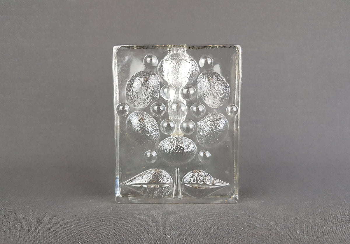 Vintage WALTHER SOHNE Solifleur Transparent Glass Vase With Flower Decor West Germany 1960s 1970s