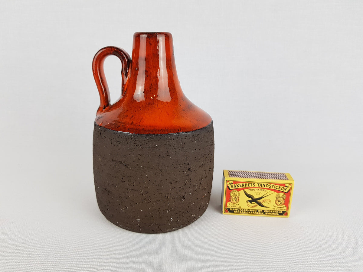 Vintage LOVEMOSE DENMARK Orange Brown Vase Danish/ Scandinavian Pottery 1960s