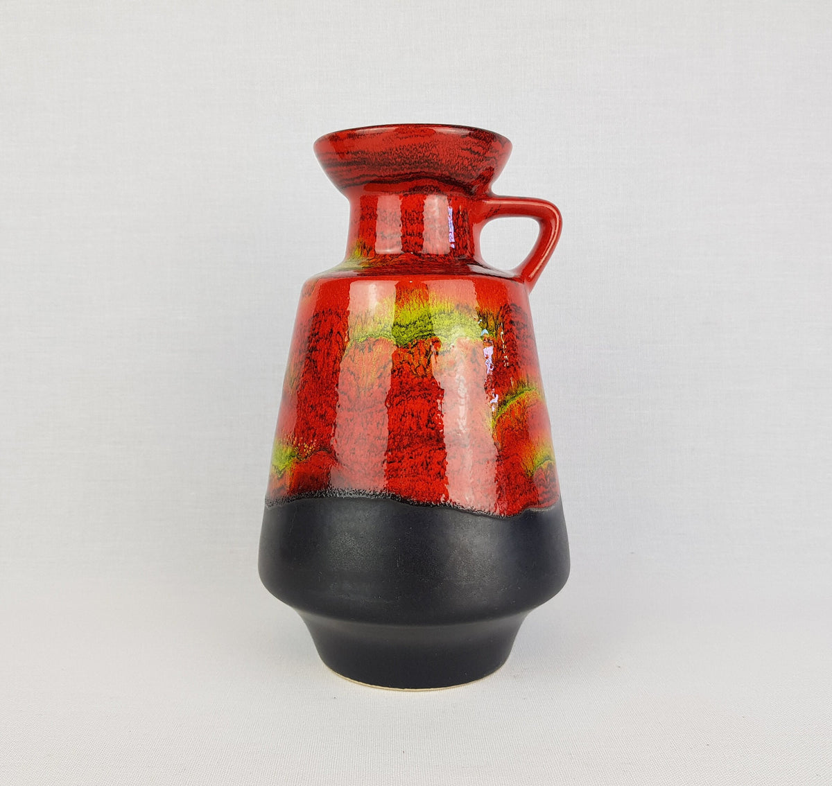 Vintage DÜMLER & BREIDEN Handled Red, Green and Black Vase 311/20 West German Pottery 1960s