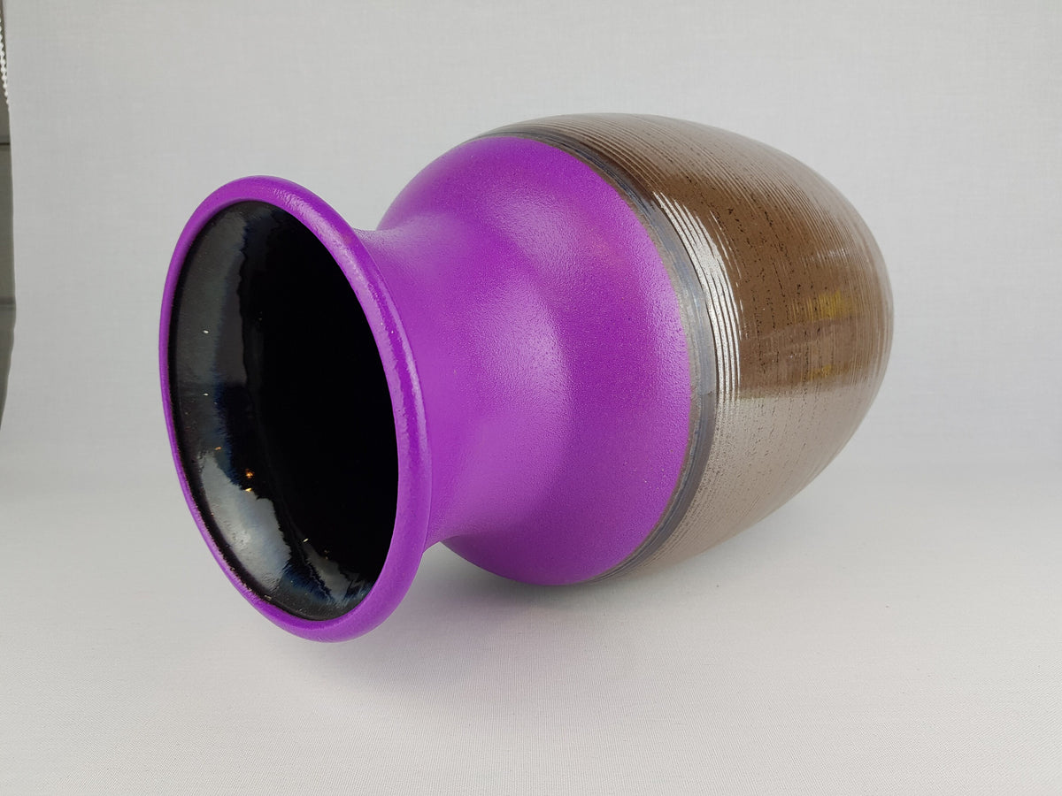 Vintage DÜMLER & BREIDEN Brown Copper and Purple Floor Vase 117-36 West German Pottery 1970s