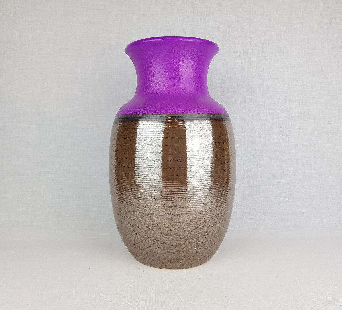 Vintage DÜMLER & BREIDEN Brown Copper and Purple Floor Vase 117-36 West German Pottery 1970s