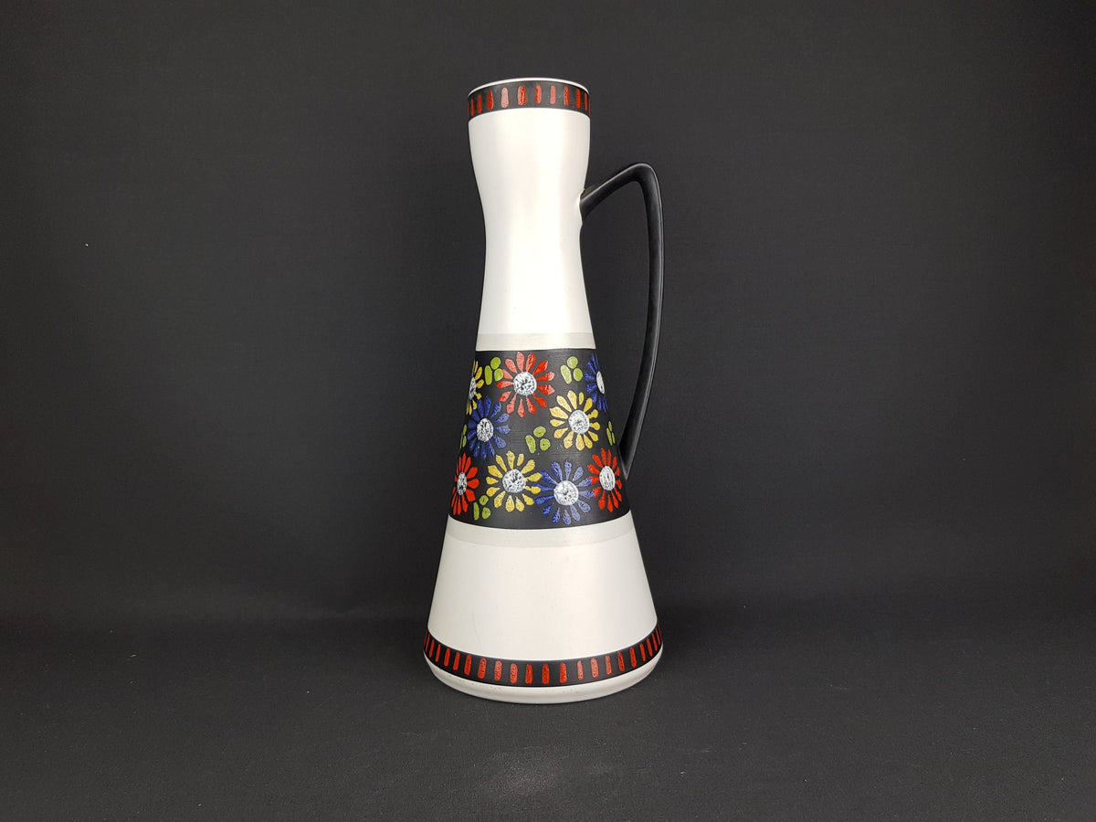 Vintage DÜMLER & BREIDEN Keramik Handled Vase with flower decor 330-35 West German Pottery 1950's