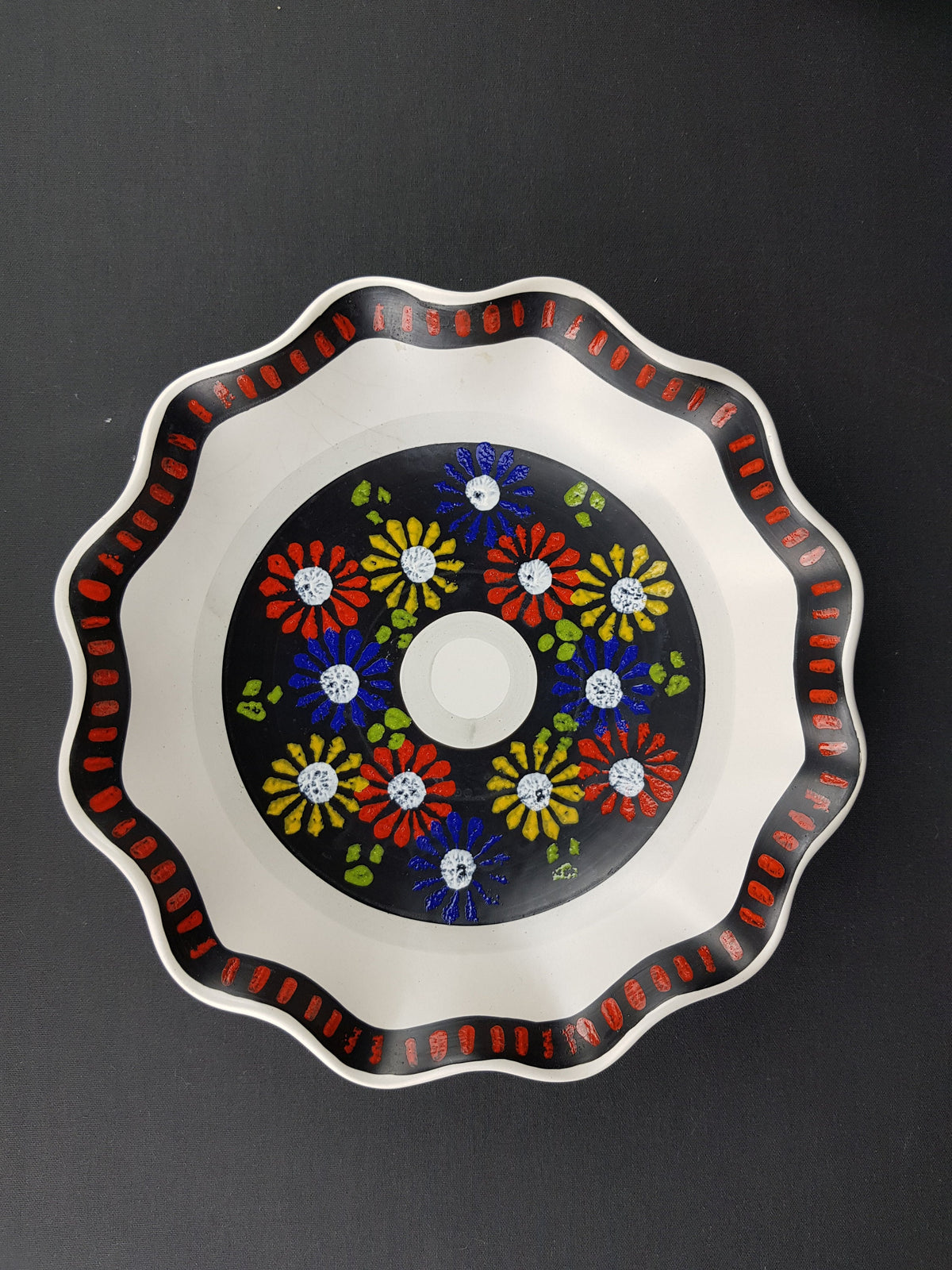 Vintage DÜMLER & BREIDEN Keramik Plate with flower decor 230-27 West German Pottery 1950's