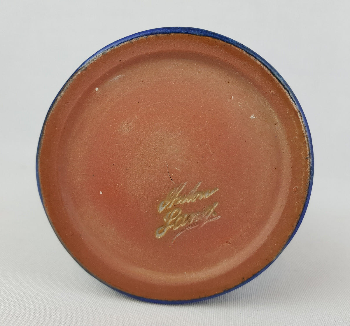 Vintage ANTON LANG Blue Handled Jar by Anton Lang Studio Art Pottery Germany