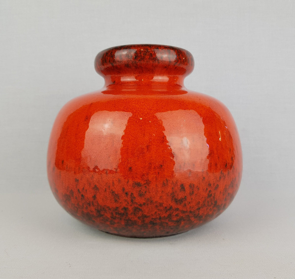 Vintage SCHEURICH KERAMIK Orange and Black Speckled CERAMOS vase, West Geman Pottery 1970s