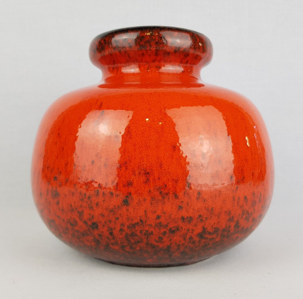 Vintage SCHEURICH KERAMIK Orange and Black Speckled CERAMOS vase, West Geman Pottery 1970s