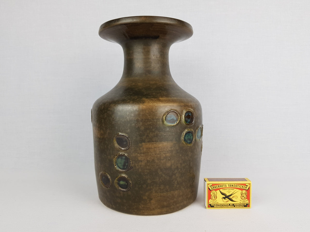 Vintage KERUSKA KERAMIK Vase with Turmalin Decor 204 Studio Art Pottery 1960s Ceramano Style