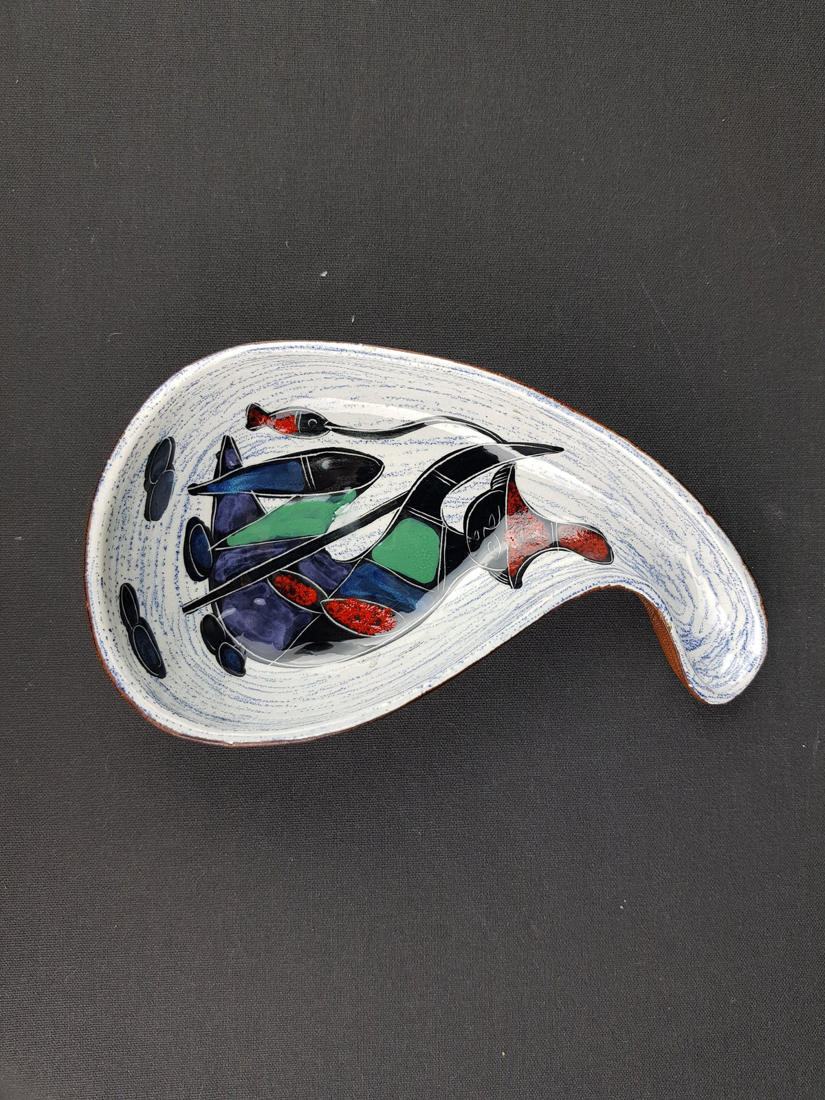 Vintage Italian Pottery Dish/Bowl with Hand Painted Fisherman Italian Collectible Pottery 1950-60s