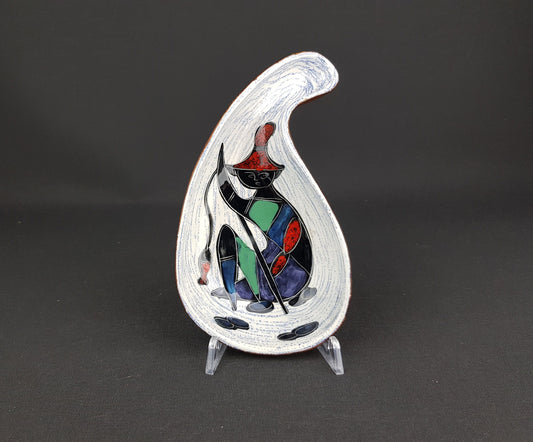 Vintage Italian Pottery Dish/Bowl with Hand Painted Fisherman Italian Collectible Pottery 1950-60s