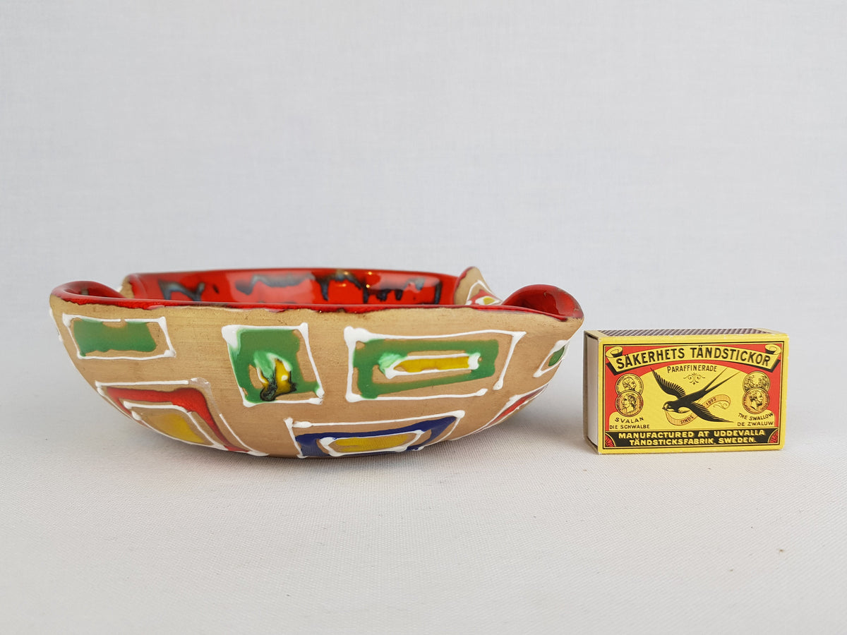 Vintage ITALIAN CERAMIC POTTERY Folded Bowl Italian Art 1960 1970s