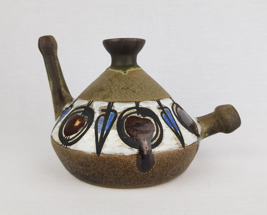 Vintage CERAMANO Ceramic Watering can, ''Manzana'' decor West German Pottery 1960s